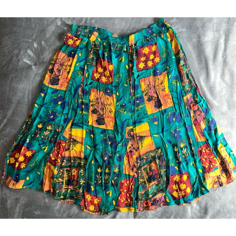 💙 Vibrant Patchwork Midi Skirt